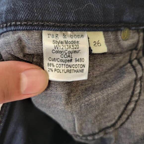 Rag & Bone Women Black Justine 10" High Rise Skinny Frayed Hem Jeans Size 26 - Picture 14 of 14